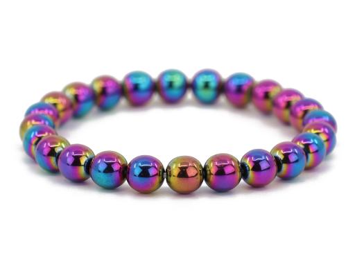 Rainbow Hämatit Edelstein / Heilstein Armband - ca.8 mm Kugeln - Unisex