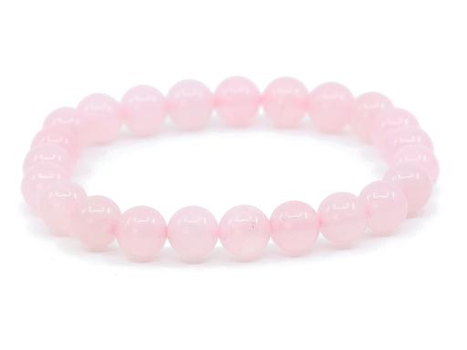 Rosenquarz Edelstein / Heilstein Armband - ca.8 mm Rosenquarz Kugeln - Unisex