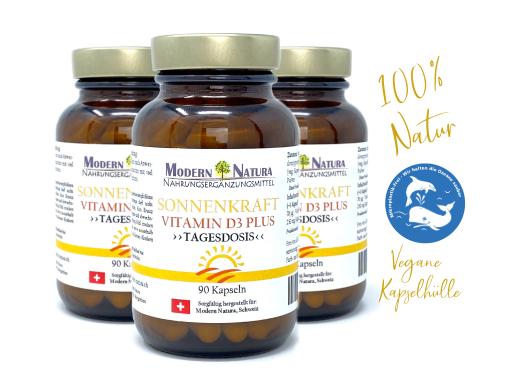 Sonnenkraft "Tagesdosis" - Vitamin D3 Plus - 2x 90 Kapseln Doppelpack - Vegan & Glutenfrei - Mit 250mg Magnesium für die bestmögliche Bioverfügbarkeit