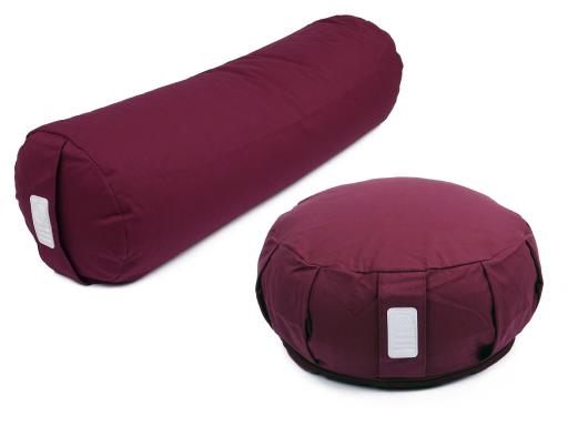 Yoga Set "Vino" - Yogakissen + Yogabolster (Bordeux Farbe / Weinrot)