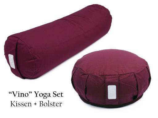 Yoga Set "Vino" - Yogakissen + Yogabolster (Bordeux Farbe / Weinrot)