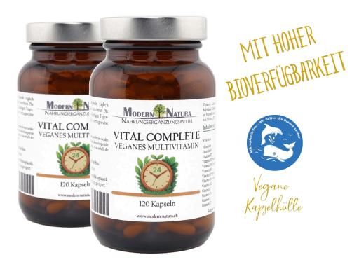 Vital Complete 24 - Doppelpack (2x 120 Kapseln) Vegane Multivitamin Kapseln im Glas