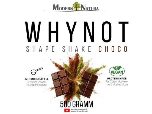WhyNot Shape Shake - Proteinschokodrink (500 g mit Messlöffel) - Für Muskelaufbau und Gewichtsreduktion