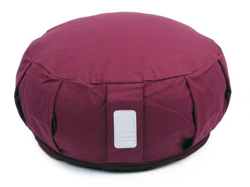 Yogakissen "Vino" (42 x 15 cm Gross, Rund, Weinrot, Rot) - Yoga Kissen / Meditationskissen (Schweizer BIO Dinkelspelz)