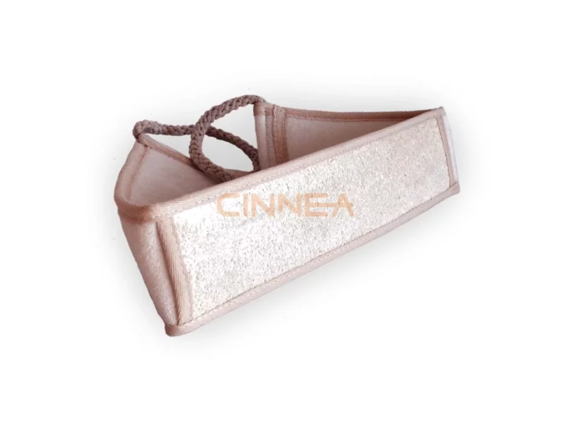 Cinnea Luffa Massage-Rückengurt mit strukturierter Naturgewebe-Seite und geflochtenen Schlaufen