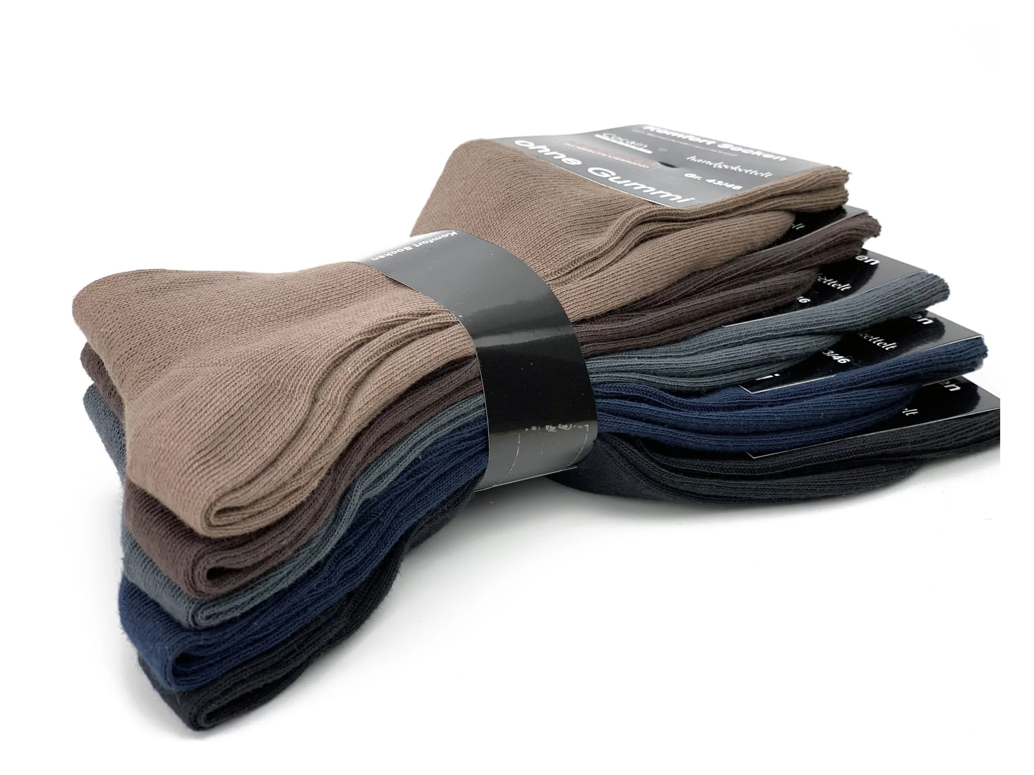 Baumwoll Komfort Socken als farbiges 10-Paar-Set in Braun, Blau, Grau und Schwarz