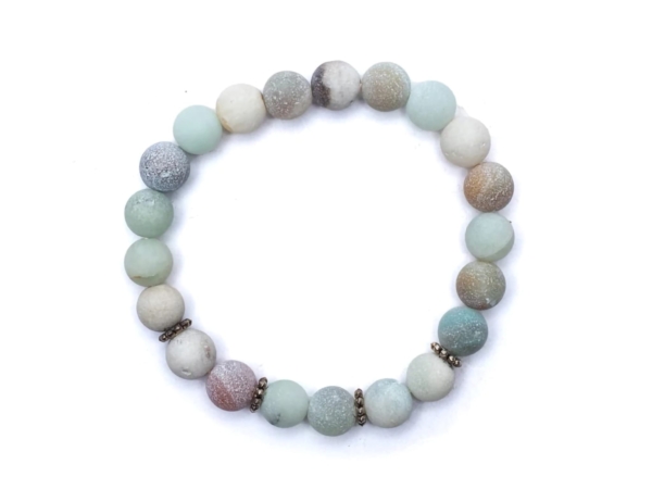 Bracelet en amazonite, modèle unisexe flexible avec fil élastique