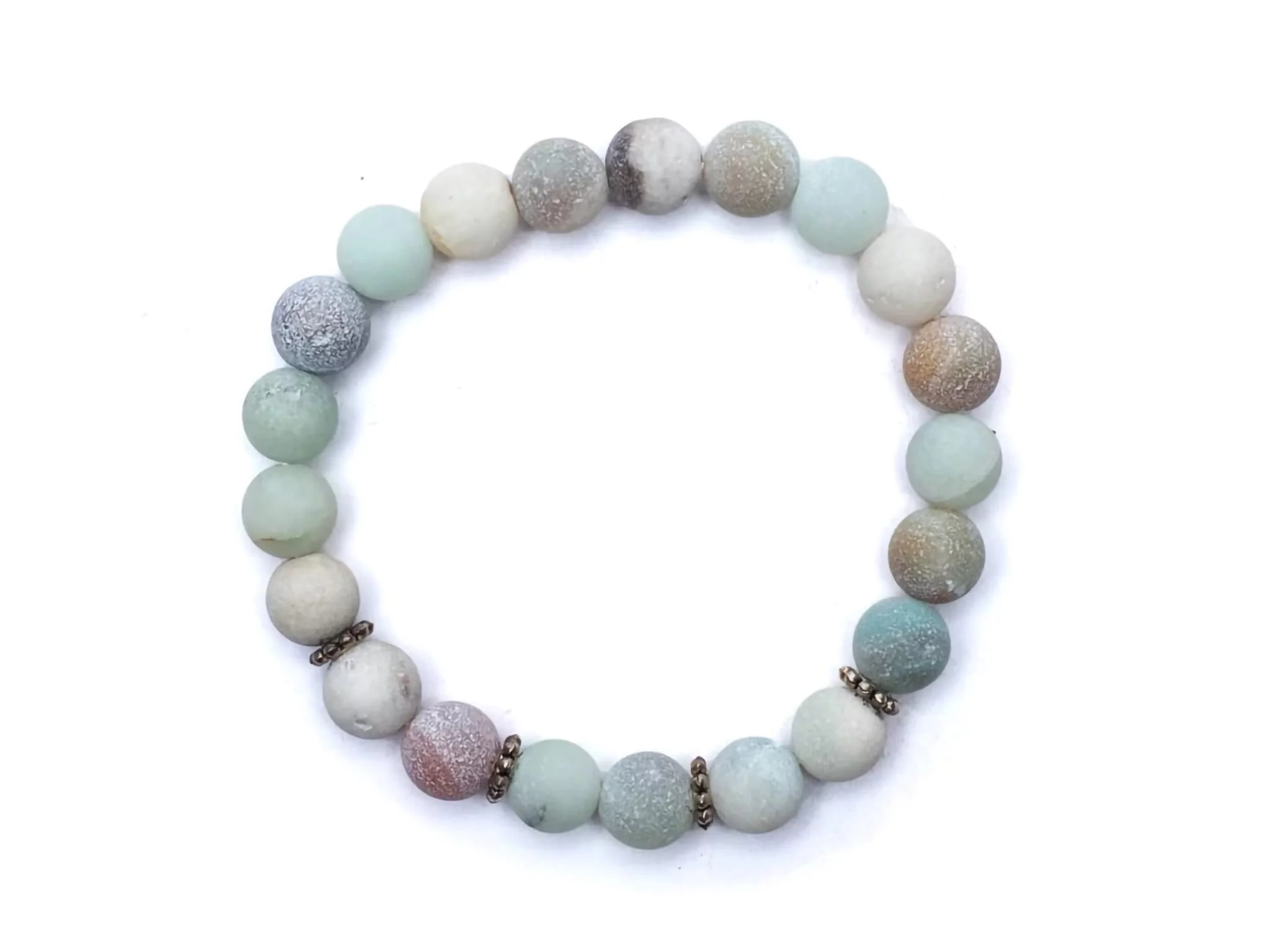 Amazonite gemstone bracelet as flexible unisex bracelet with elastic band