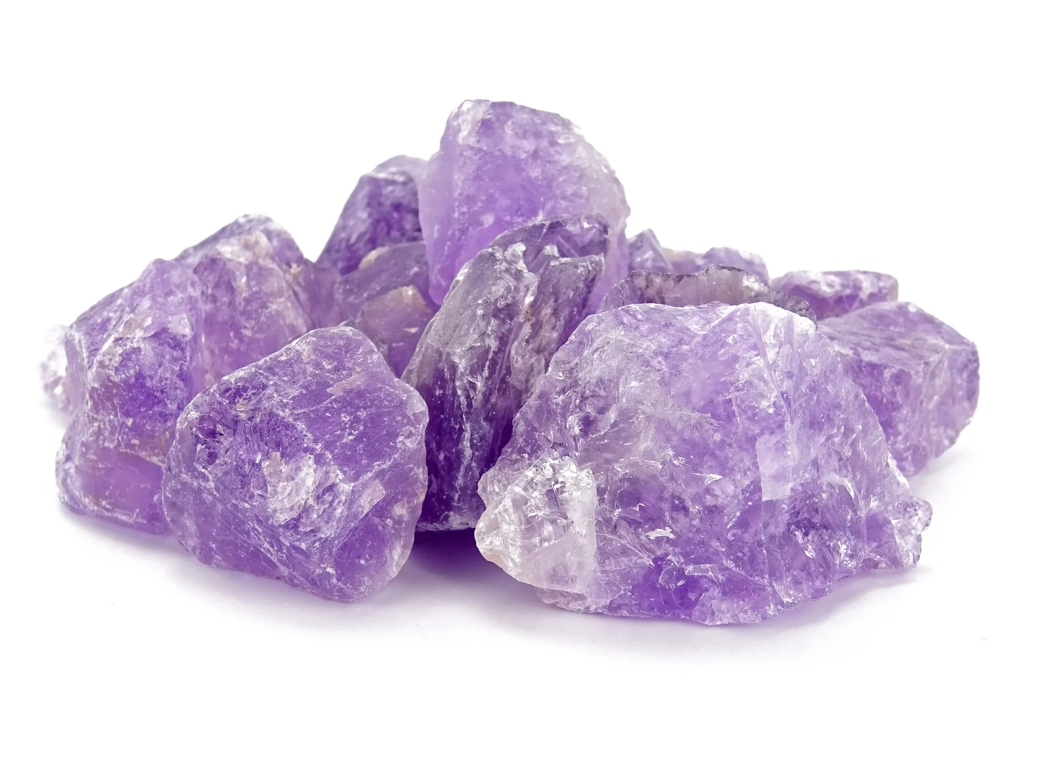 Amethyst Wassersteine in Nahansicht mit hellvioletten und dunkelvioletten Kristallflächen