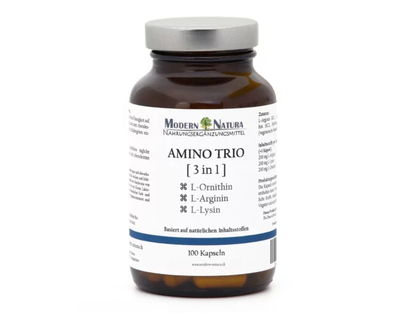 Amino Trio Kapseln mit L-Arginin, L-Lysin und L-Ornithin in Detailansicht