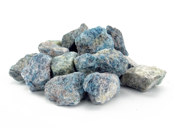 Pietre decorative in Apatite con superficie irregolare e ruvida in blu, grigio e verde