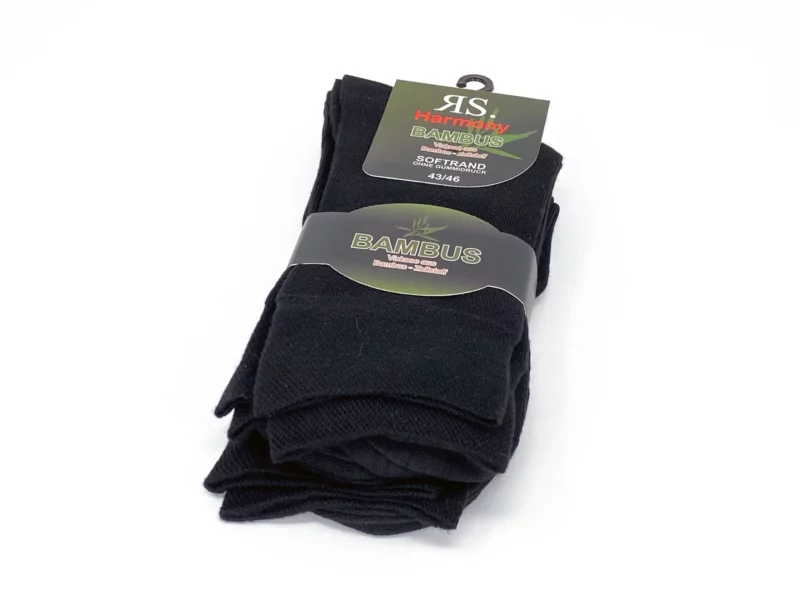 Schwarze Bambus Komfort Socken als Unisex-Set mit neun Paar