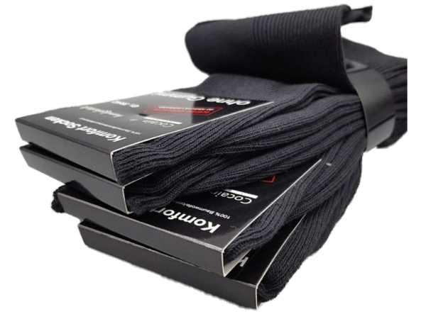 Cotton Comfort Socks in black as bundled 10-pair set without constricting cuff