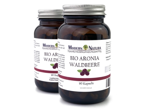 Capsules d'aronia bio en double pack avec formule végétalienne et sans gluten