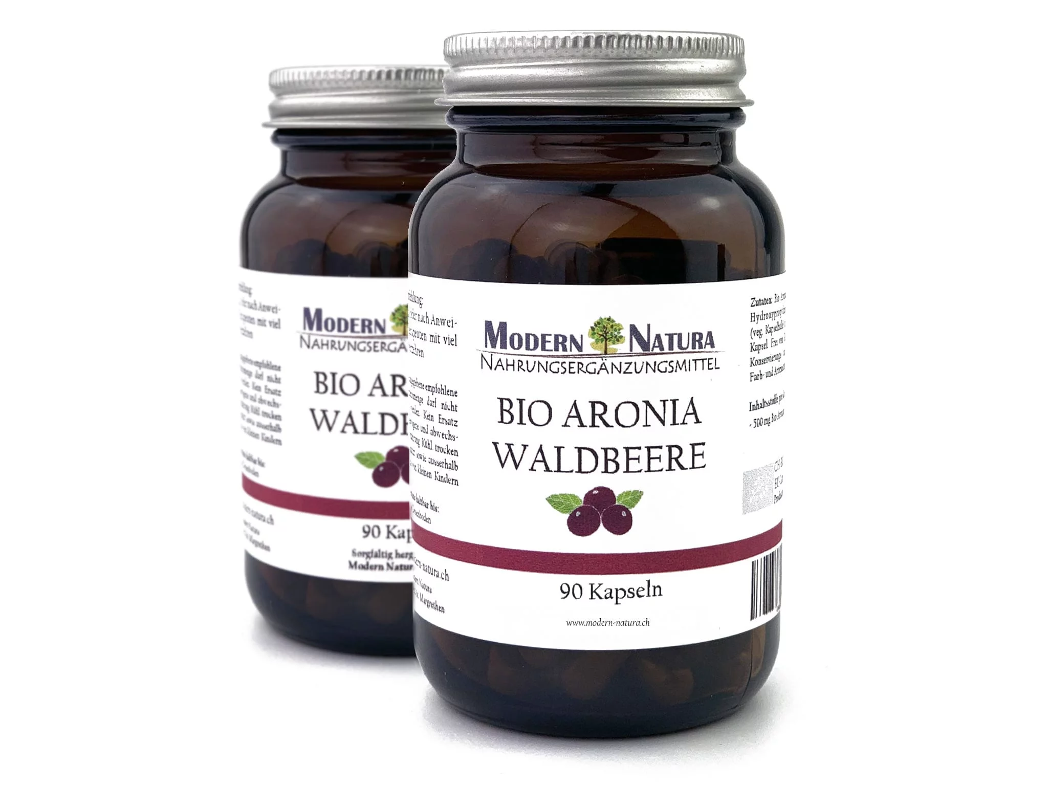 Capsules d'aronia bio en double pack avec formule végétalienne et sans gluten