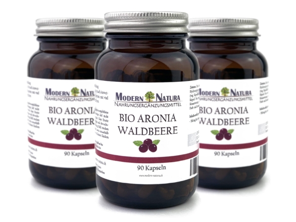 Organic Aronia Capsules with 500 mg aronia berry powder per vegetarian capsule