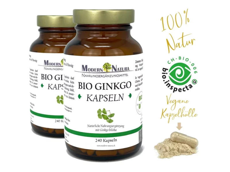 Organic Ginkgo Biloba Capsules Double Pack with two jars and a total of 480 vegan capsules