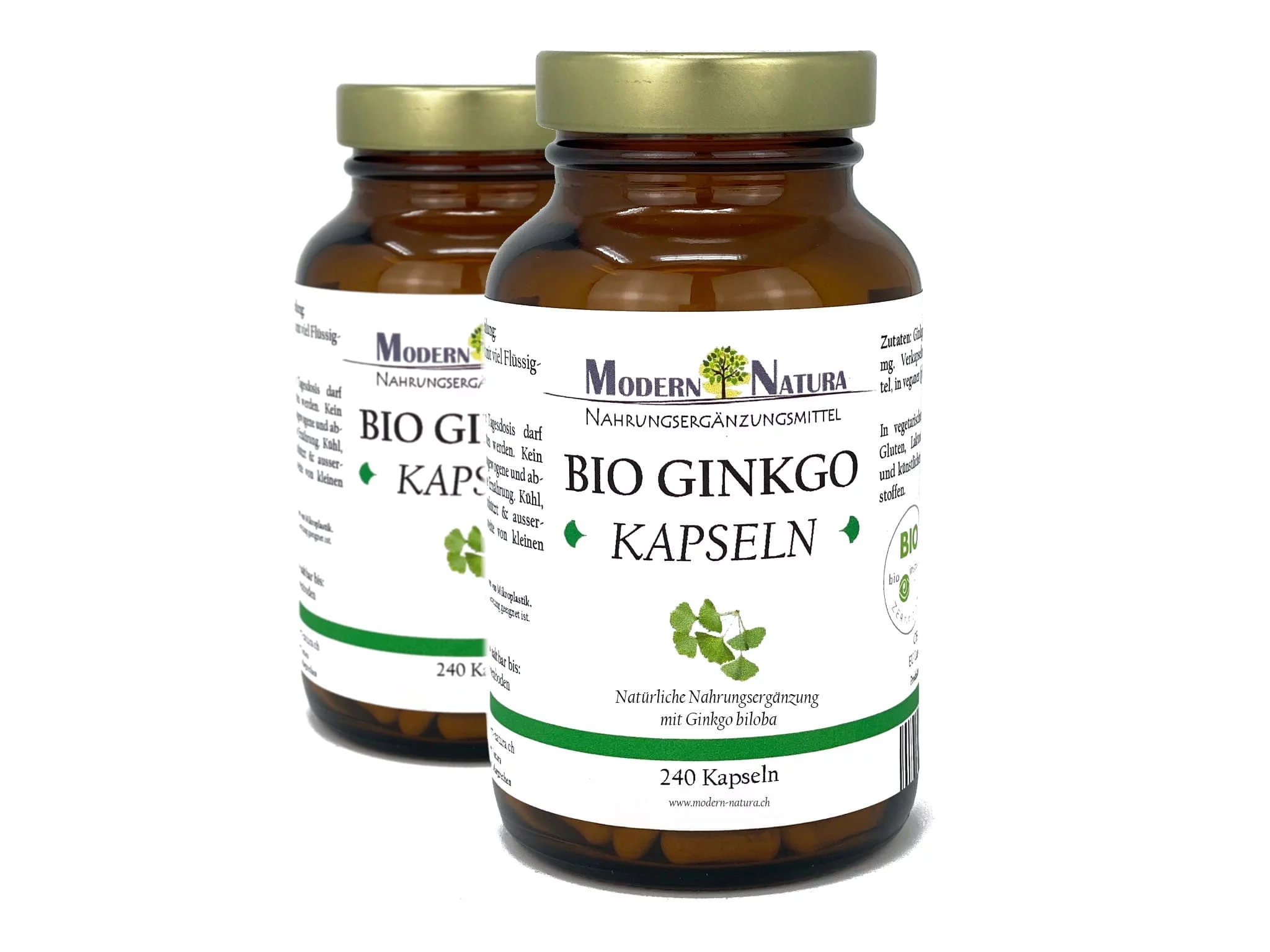 Bio Ginkgo Biloba Kapseln Doppelpack in zwei Gläsern als Produktansicht