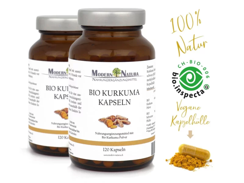 Turmeric curcuma capsules twin pack with two amber jars, front view of the product packaging