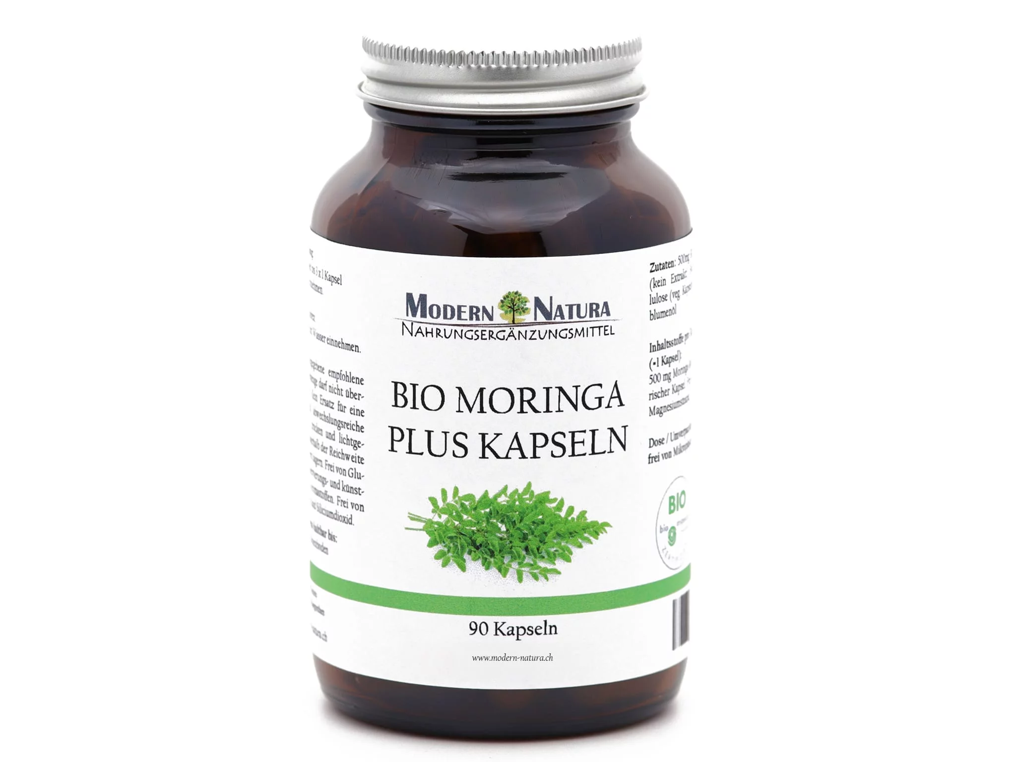 Bio Moringa Oleifera Kapseln im Einzelglas, weitere Produktansicht