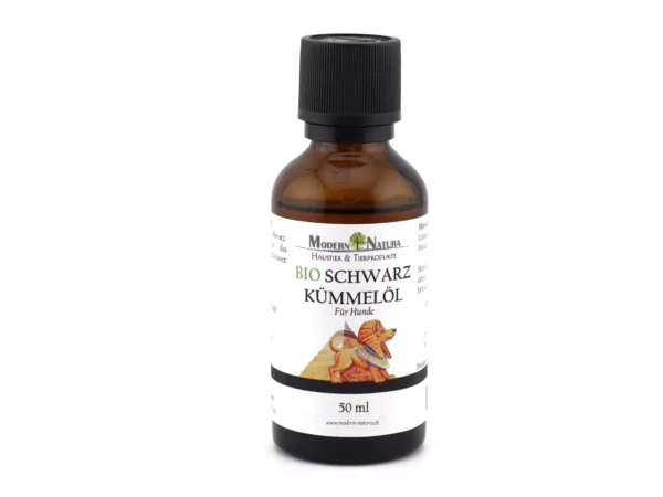 Huile de cumin noir bio pour chiens en produit de 50 ml pressé à froid et filtré