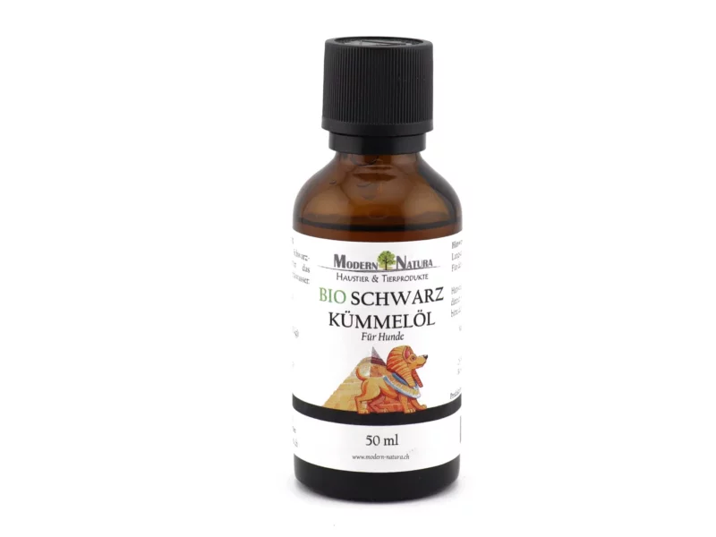 Organic black cumin oil for dogs as a cold-pressed and filtered 50 ml product