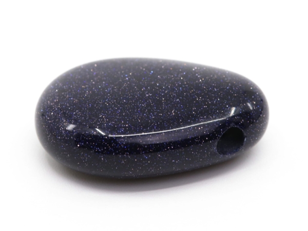 Pendentif Pierre de Lune Bleue de forme ovale lisse avec pierre percée visiblement traversée