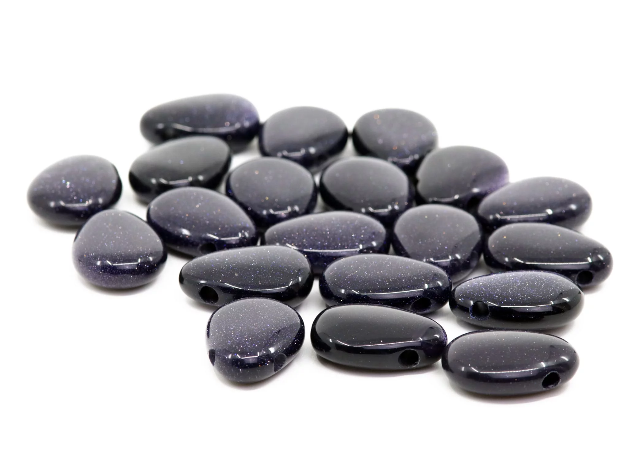Blaufluss Edelstein Anhänger in grosser Auswahl ovaler dunkelblauer Glitzersteine