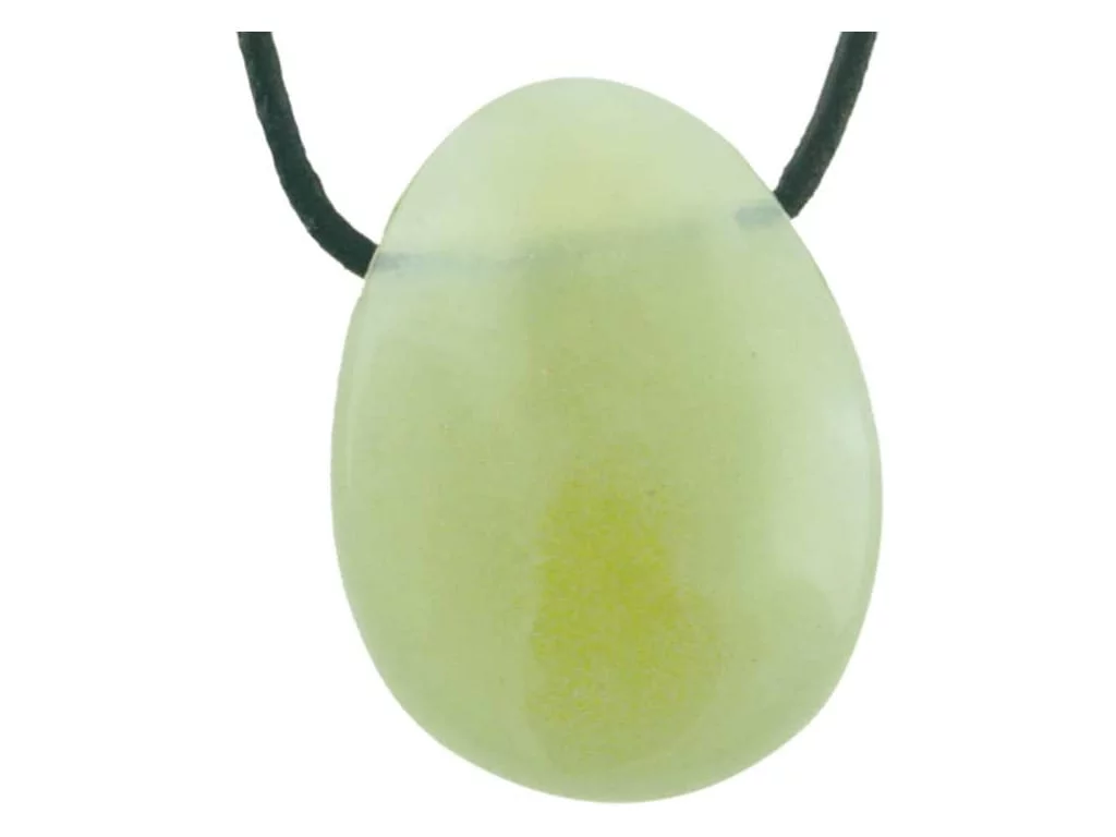 China Jade gemstone pendant in oval shape with black band on white background