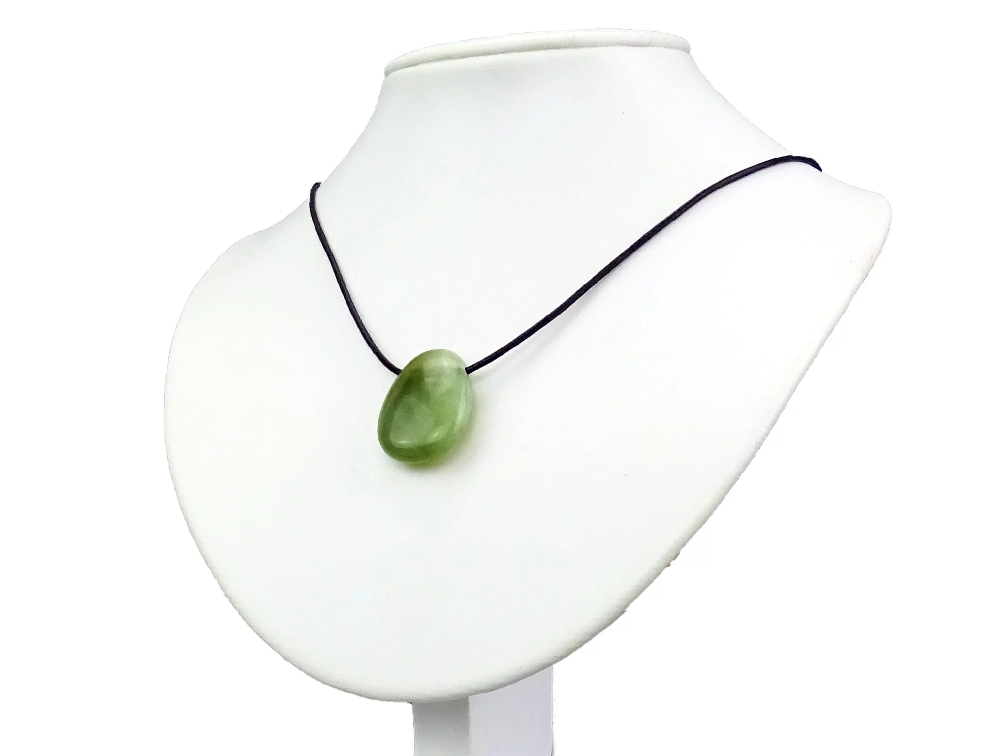 China Jade gemstone pendant as a necklace on a white jewelry bust