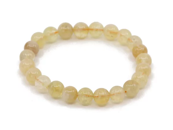 Citrin Edelsteinarmband in Draufsicht mit runden gelblichen Naturstein-Kugeln