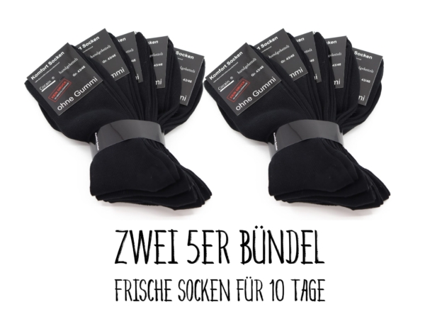 Cotton comfort socks in black as two bundled sets for a ten-day supply
