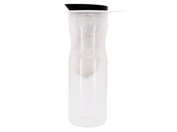 Set à boire pierres précieuses (pierres pour l’eau) avec tamis en coton inséré et couvercle basculant noir sur la carafe en verre