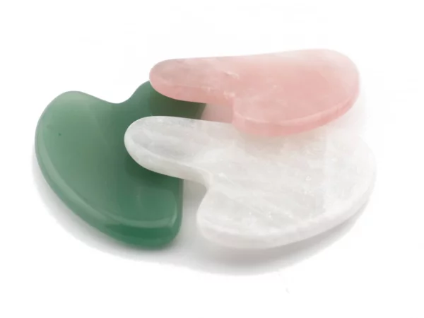 Gua Sha Massagestein Set mit drei unterschiedlichen Edelsteinen im Set