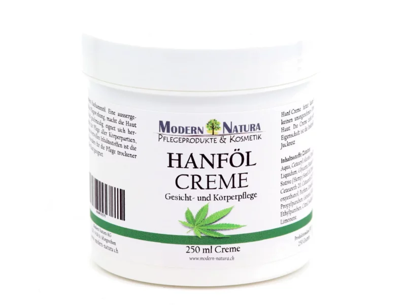 Hemp oil cream for face and body care in full product view