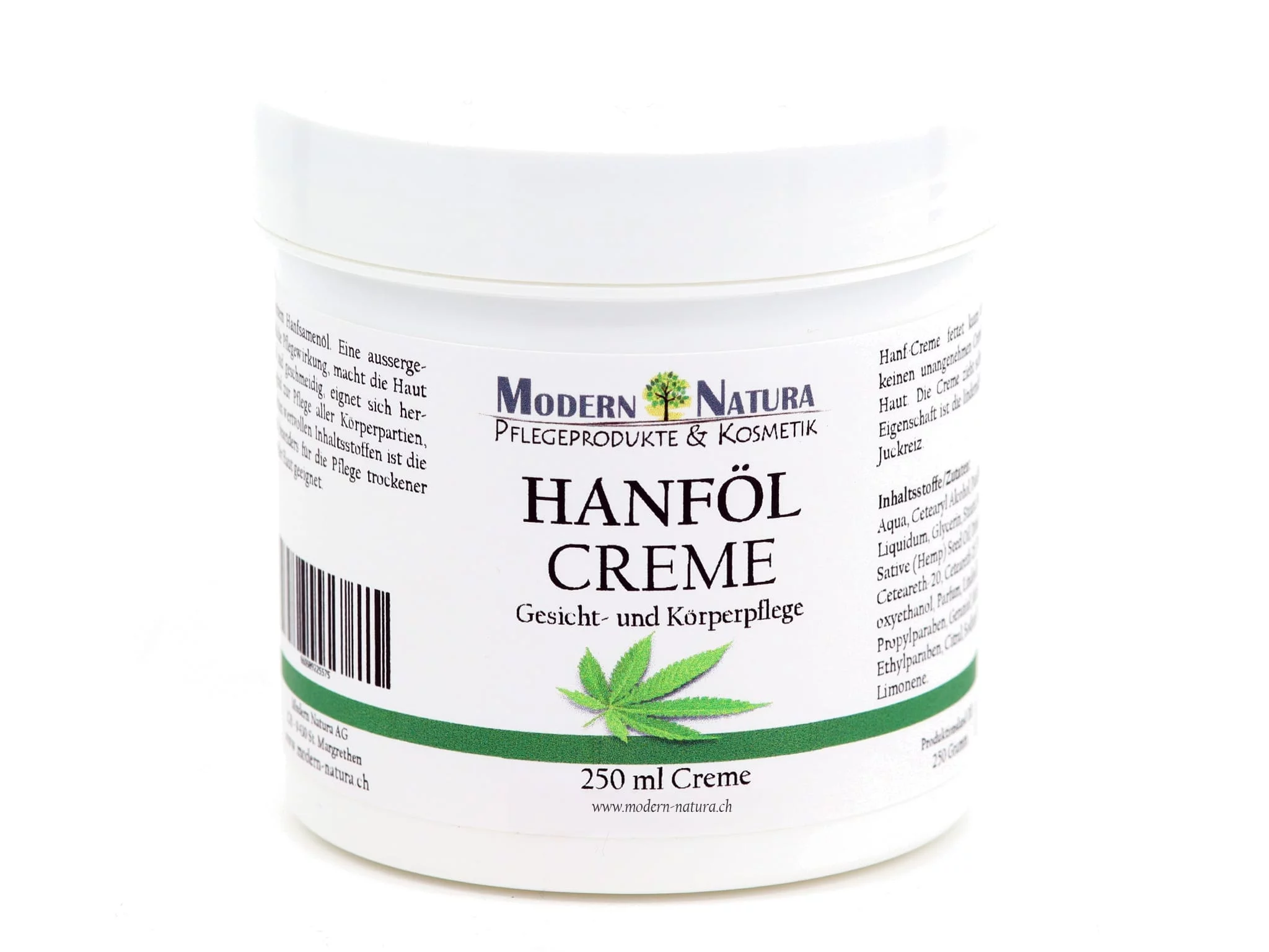 Hemp oil cream for face and body care in full product view