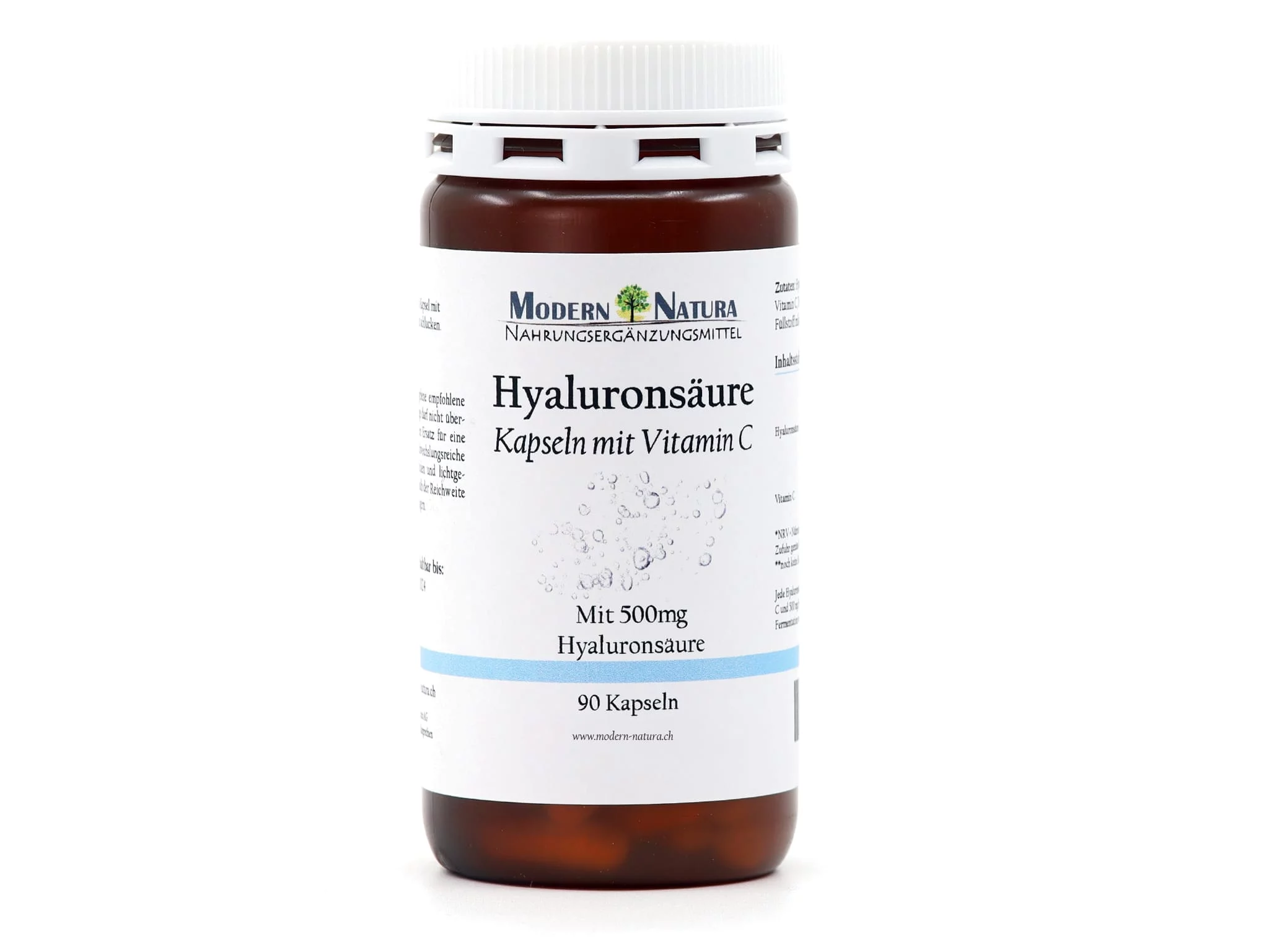 Capsule di acido ialuronico con vitamina C nella vista prodotto della confezione da 90 capsule