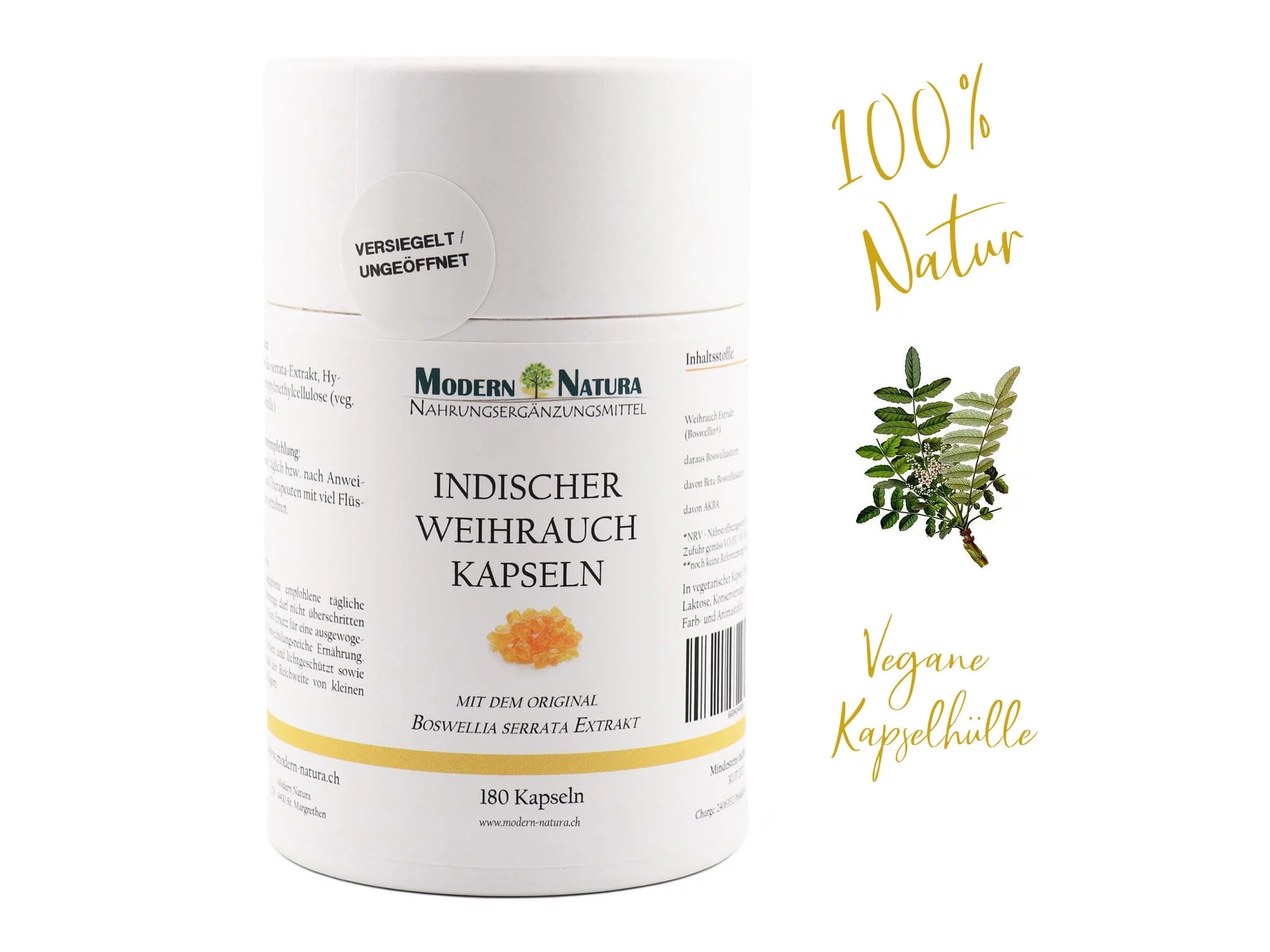Capsules d’encens indien, autre vue du produit de l’emballage de capsules végétaliennes