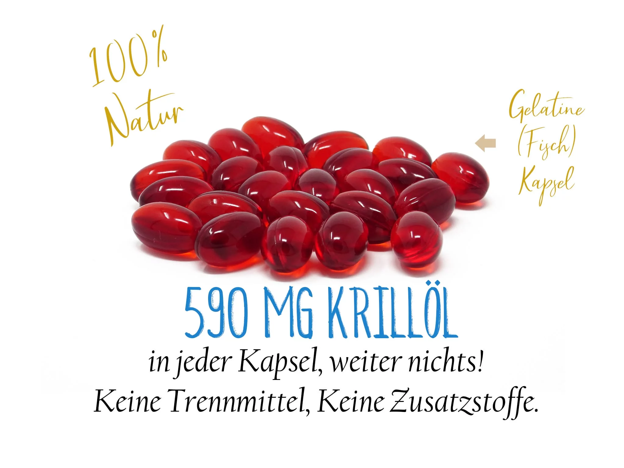 Krillöl Plus Kapseln, Darstellung der empfohlenen Tagesdosis aus der Produktgalerie