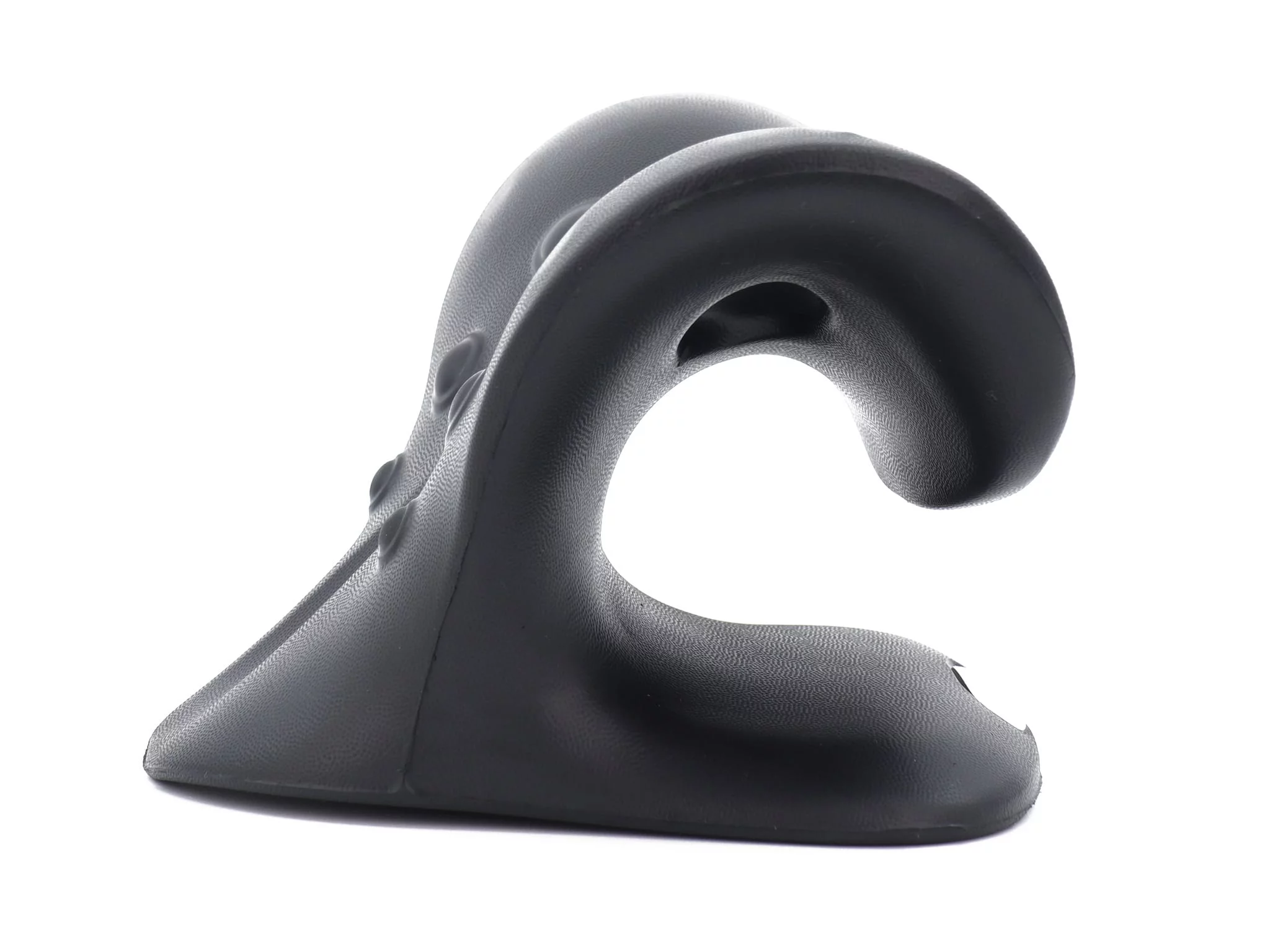 Extenseur cervical en mousse PU noire avec grande ouverture en forme de C en vue arrière
