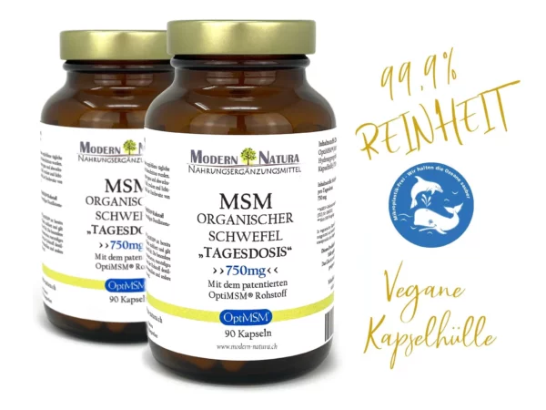 OptiMSM Organischer Schwefel Doppelpack mit zwei Gläsern veganer MSM Kapseln