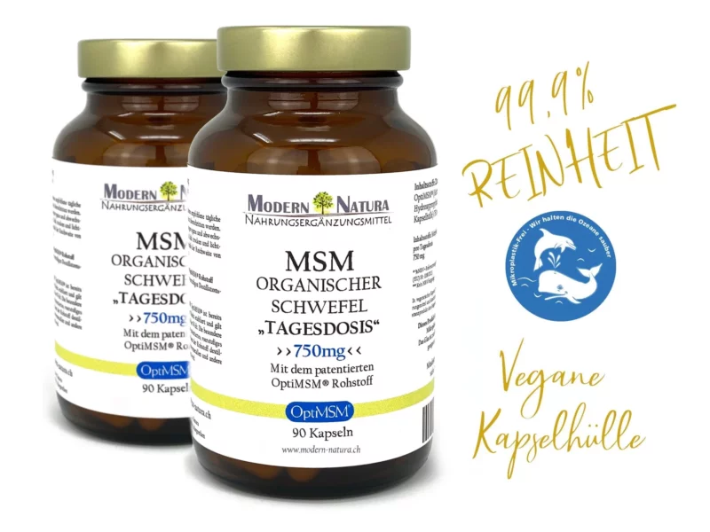 OptiMSM Organischer Schwefel Doppelpack mit zwei Gläsern veganer MSM Kapseln