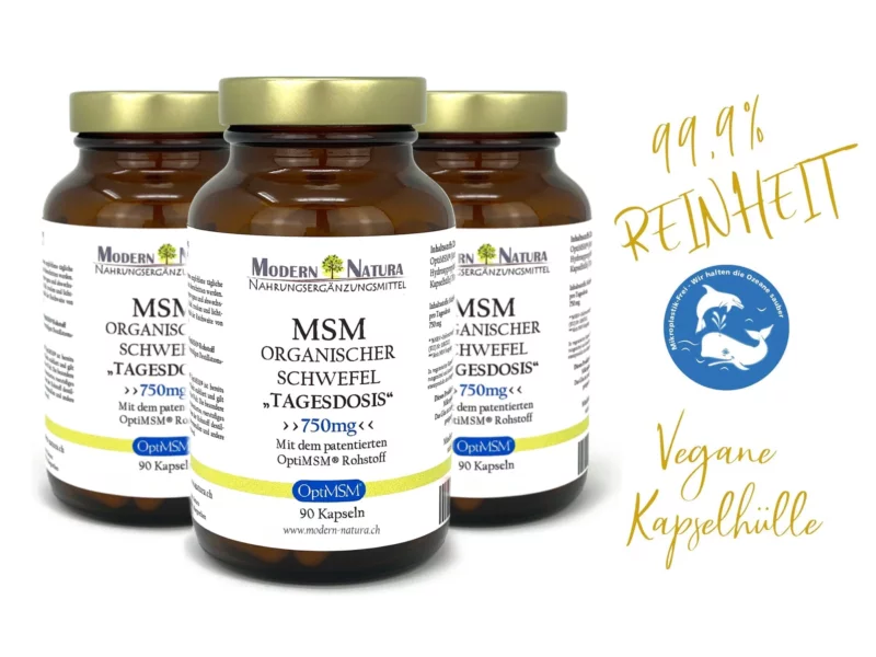 OptiMSM Organischer Schwefel Dreierpack mit drei Gläsern à 90 veganen Kapseln