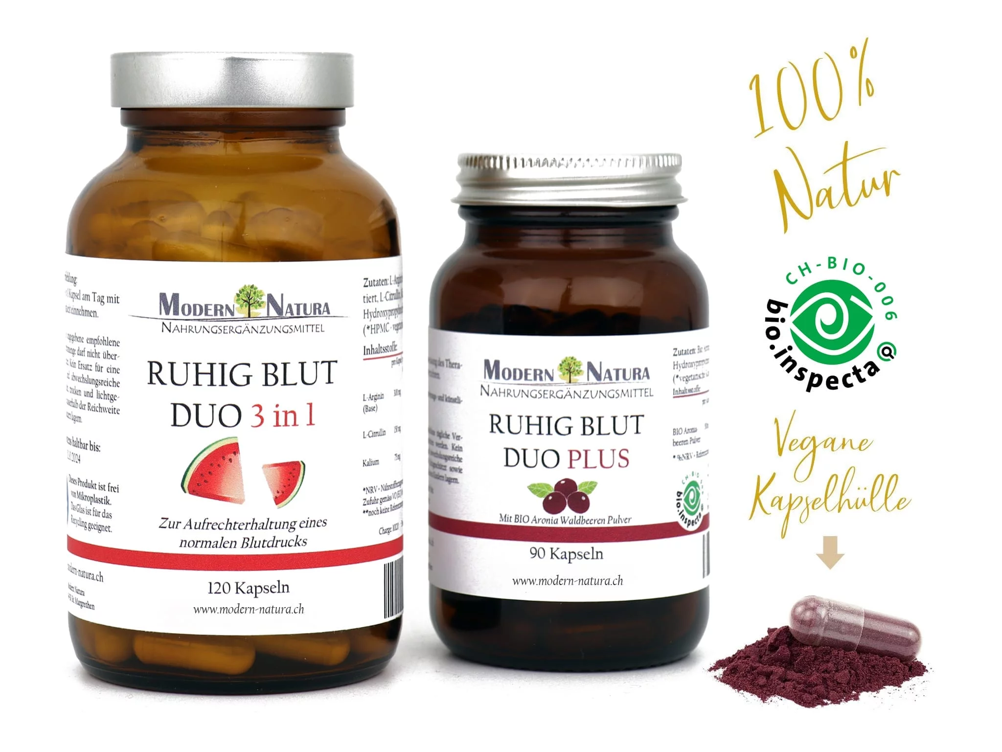 Ruhig Blut Duo Set als Nahrungsergänzungsmittel mit zwei Kapselpräparaten für den Blutdruck