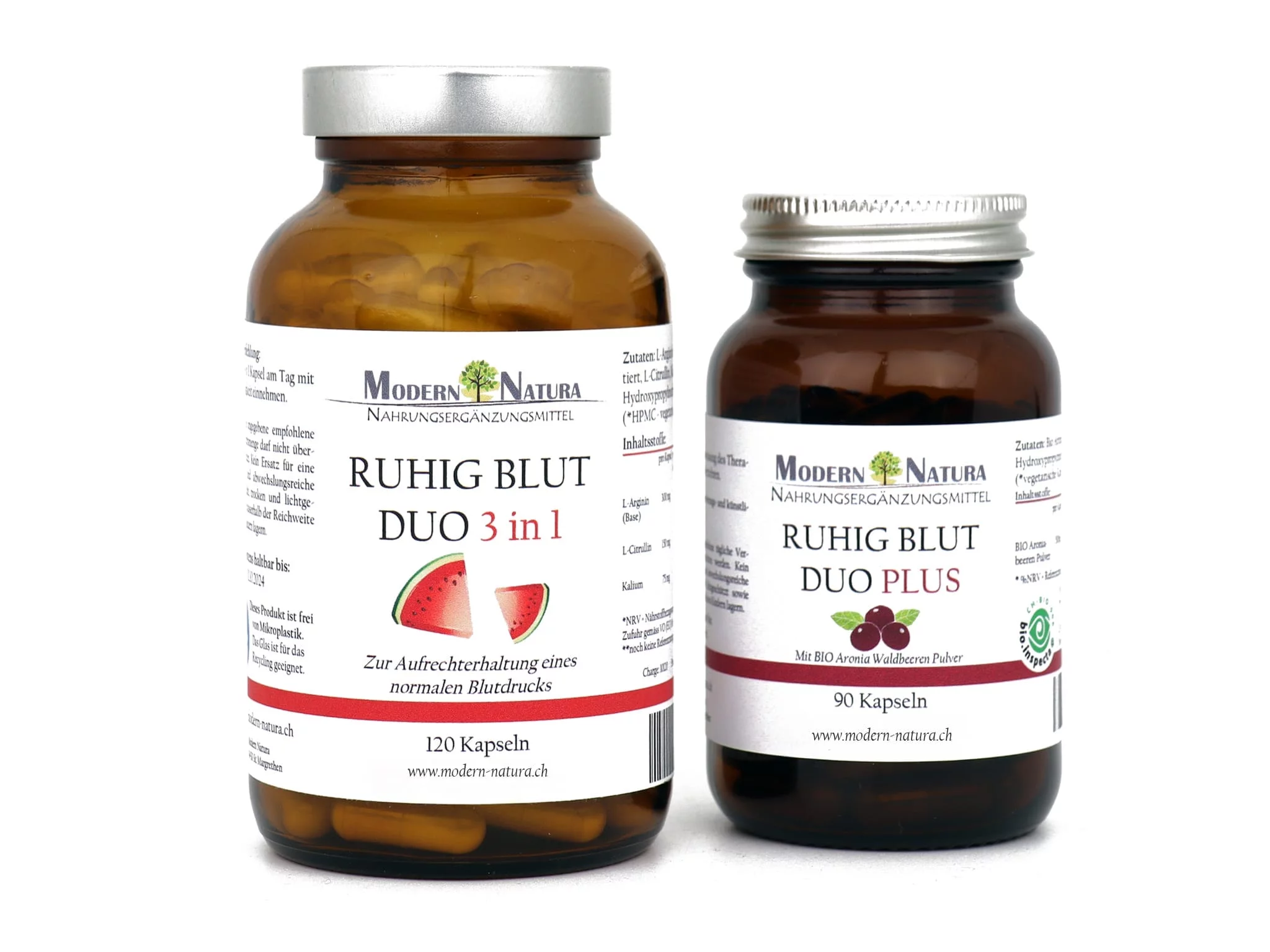 Ruhig Blut Duo Set mit L-Arginin, L-Citrullin und Kalium in veganen Kapseln