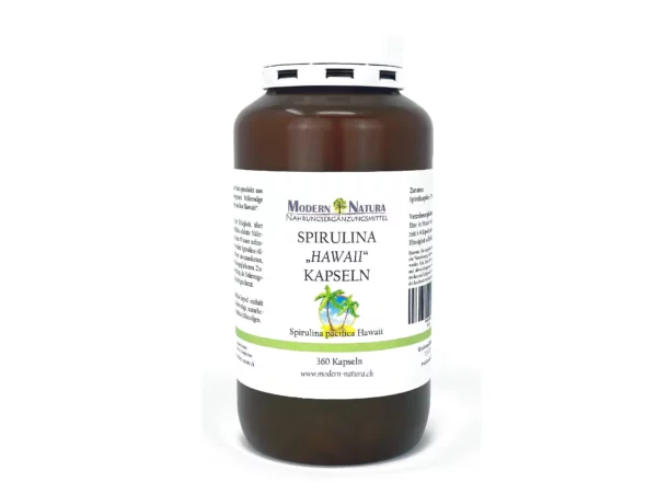 Spirulina Hawaii Capsules as a food supplement in full product view