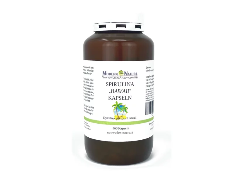 Spirulina Hawaii Capsules as a food supplement in full product view