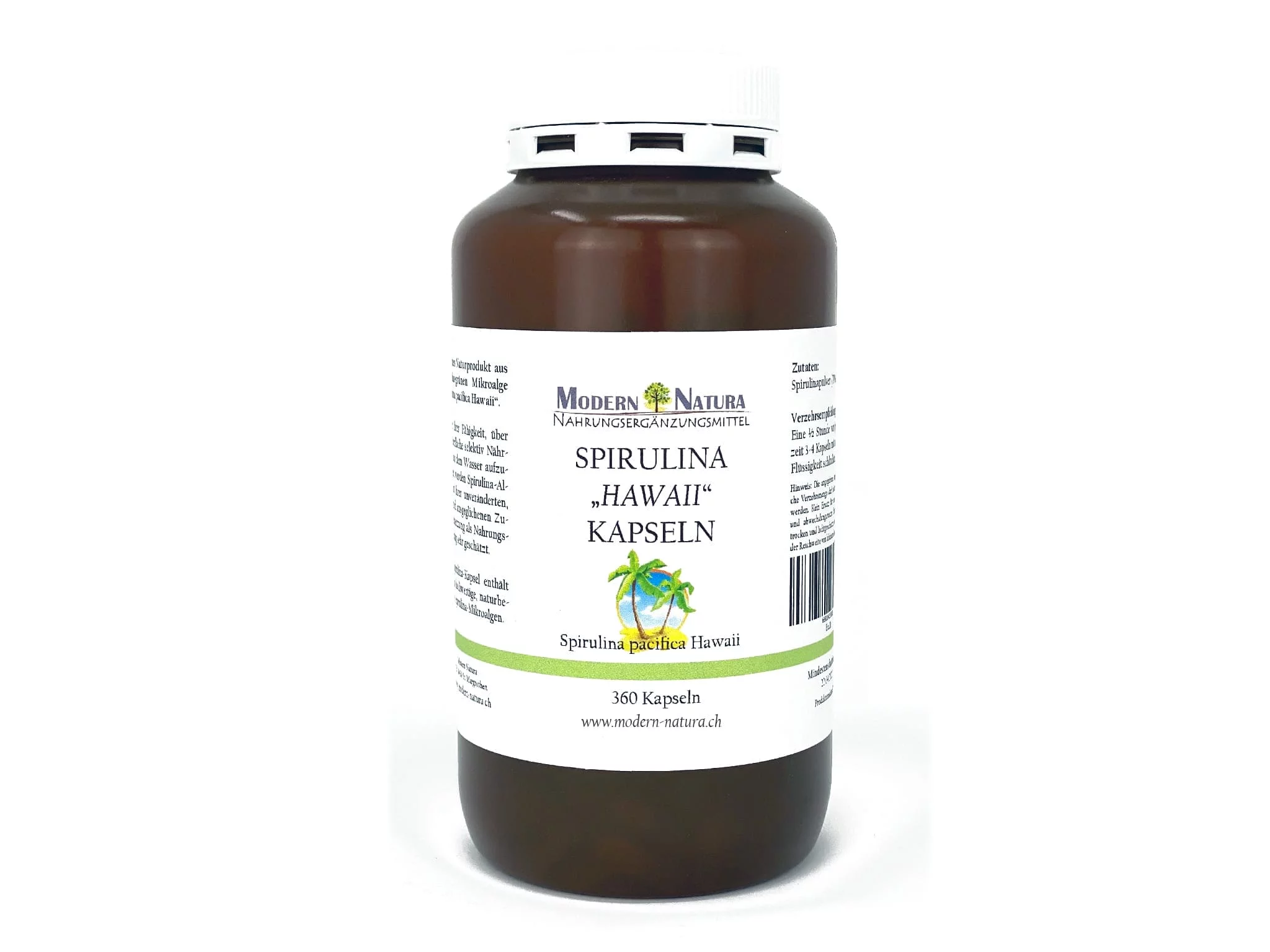 Spirulina Hawaii Capsules as a food supplement in full product view