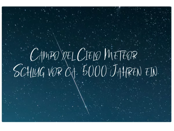 Campo del Cielo Meteorit Anhänger mit Sternschnuppe vor dunklem Sternenhimmel