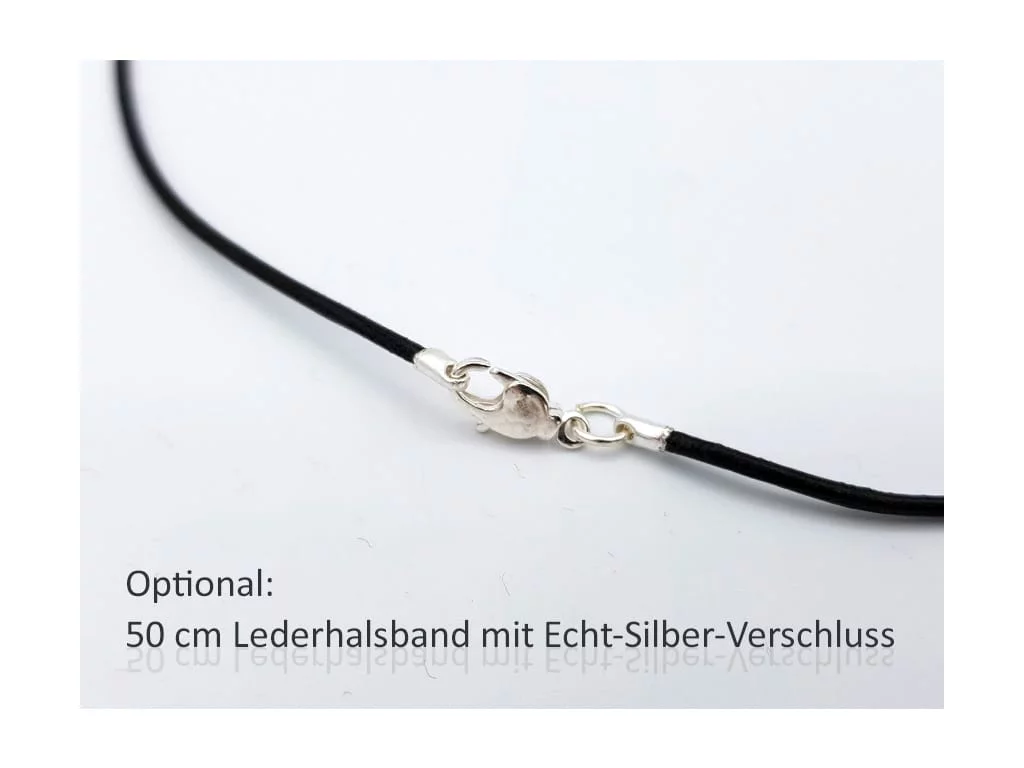 Sternzeichen Edelstein Halsband mit silbernem Verschluss als Detailansicht des optionalen Lederbands